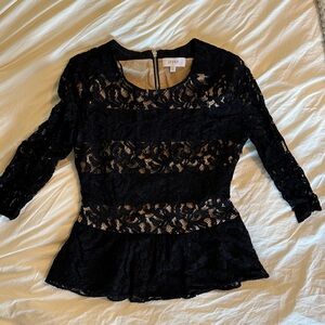 Elegant Black Lace Peplum Top